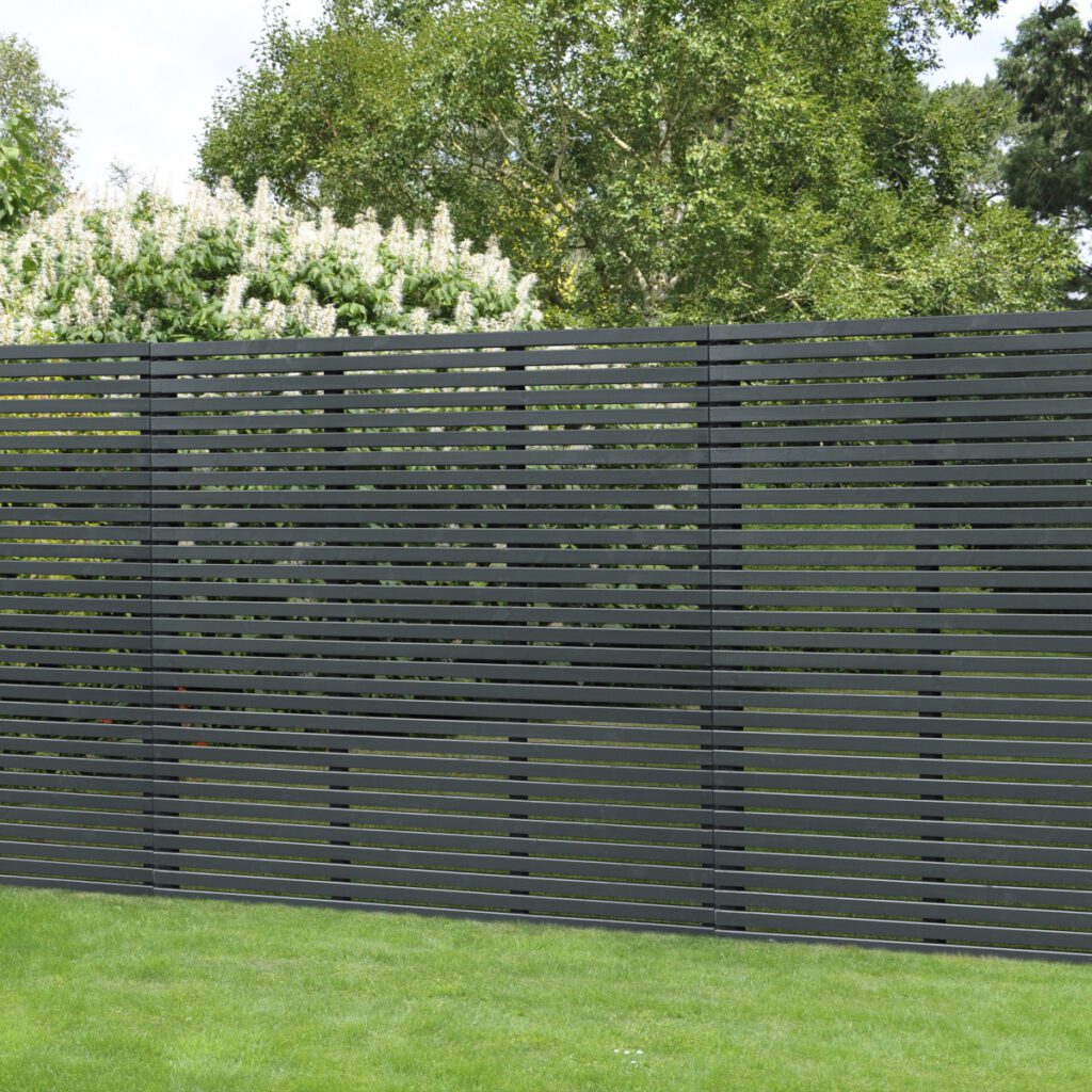 Forest Garden 1.8m x 1.81m Contemporary Slatted Fence Panel – Anthracite Grey – Pack of 4 5013053179628 2